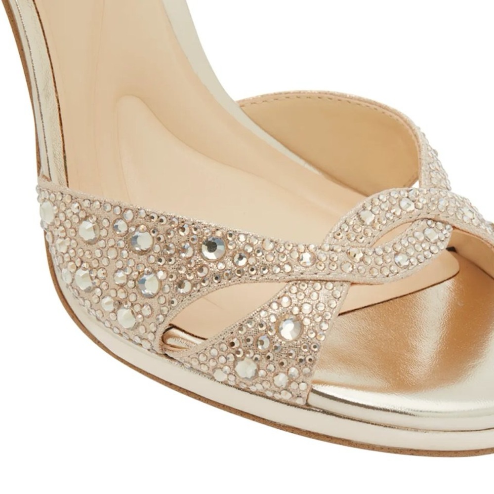 Elegant 6 Gold champagne jessica Simpson Strappy Heels jarilyn3 shimmer sand - Picture 8 of 9